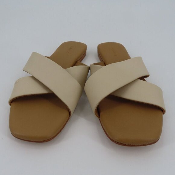 Nisolo 9.5 Women CATALINA Slide Sandals 202308 Solid Beige Strappy Leather Shoes - Picture 3 of 13